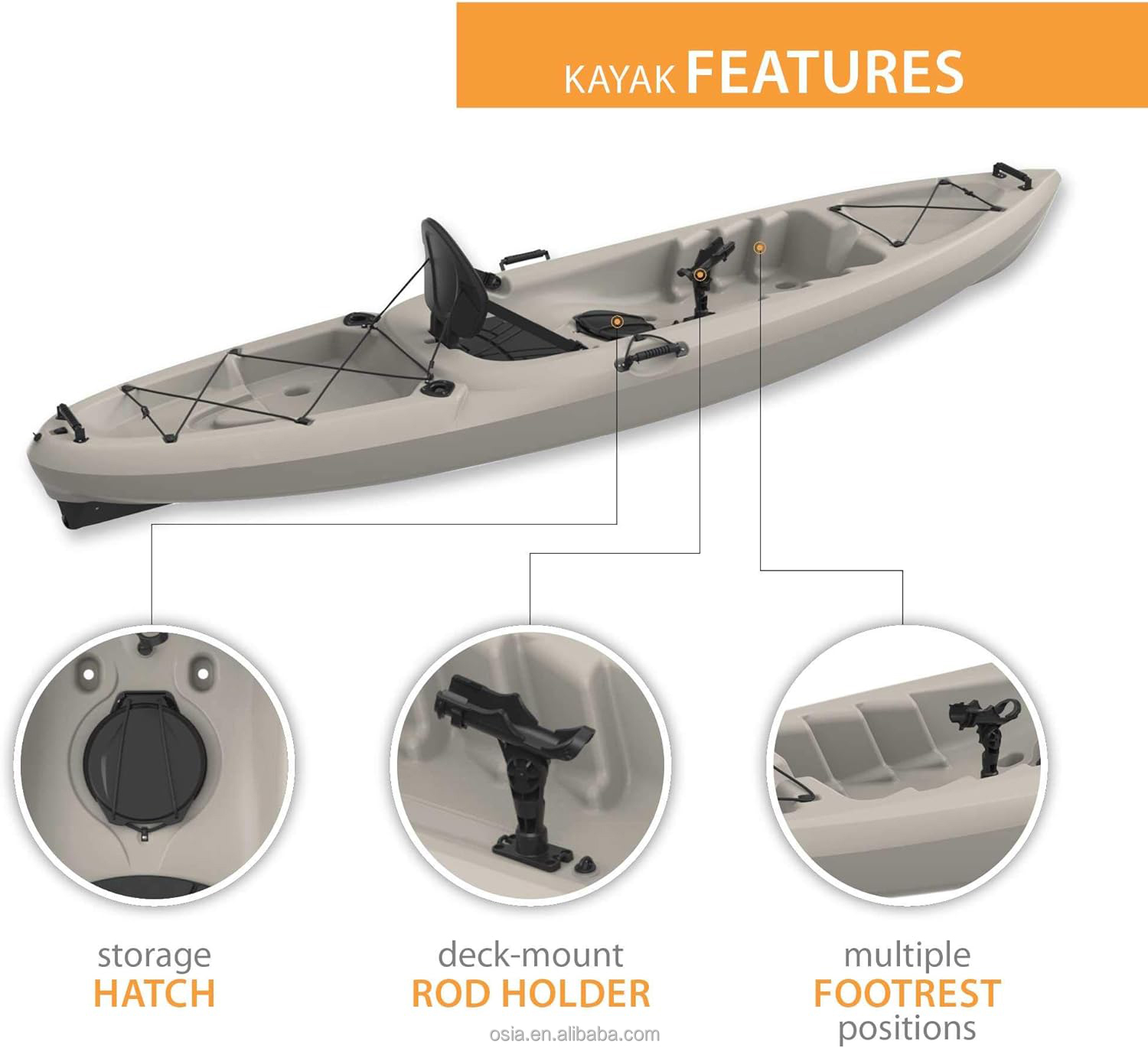 Outdoors Hard Plastic Fishing  - Fishing Kayak Sit In reseña y precio