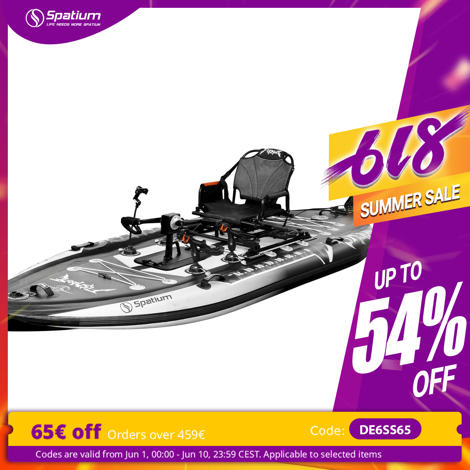 Spatium Pedal Kayak Inflatable - Fishing Kayak Pedal Drive reseña y precio