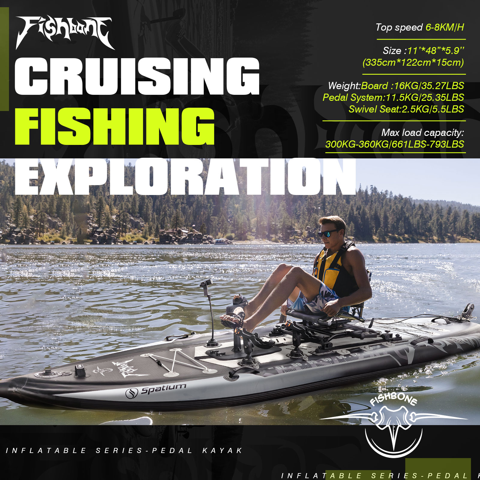 Spatium Pedal Kayak Inflatable - Fishing Kayak Pedal Drive reseña y precio