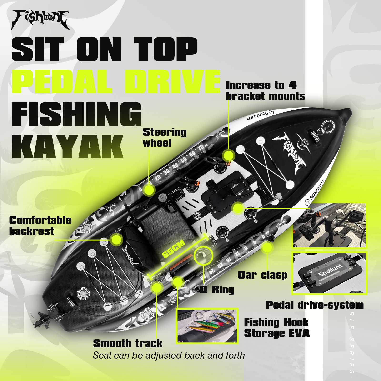 Spatium Pedal Kayak Inflatable - Fishing Kayak Pedal Drive reseña y precio